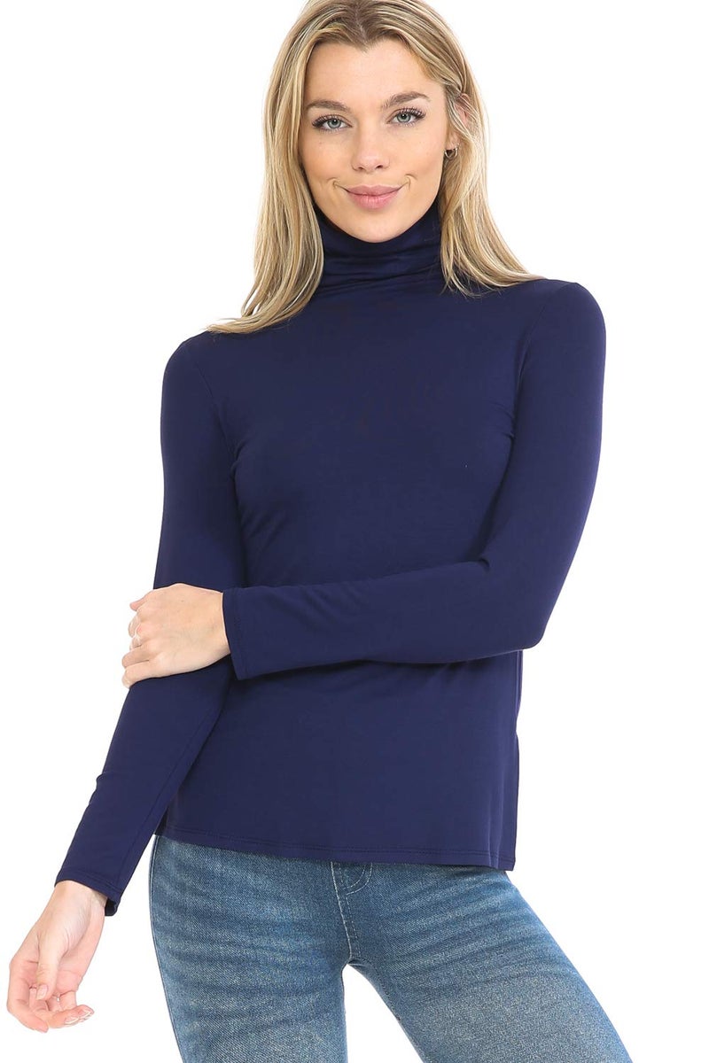 MINEFREE Women's Lightweight Long Sleeve Turtleneck Top Pullover Sweater ESTATEBLUE 3XL - Image 1
